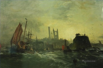 Samuel Rama Painting - Frente a las escenas del puerto marítimo de St Andrews Samuel Bough